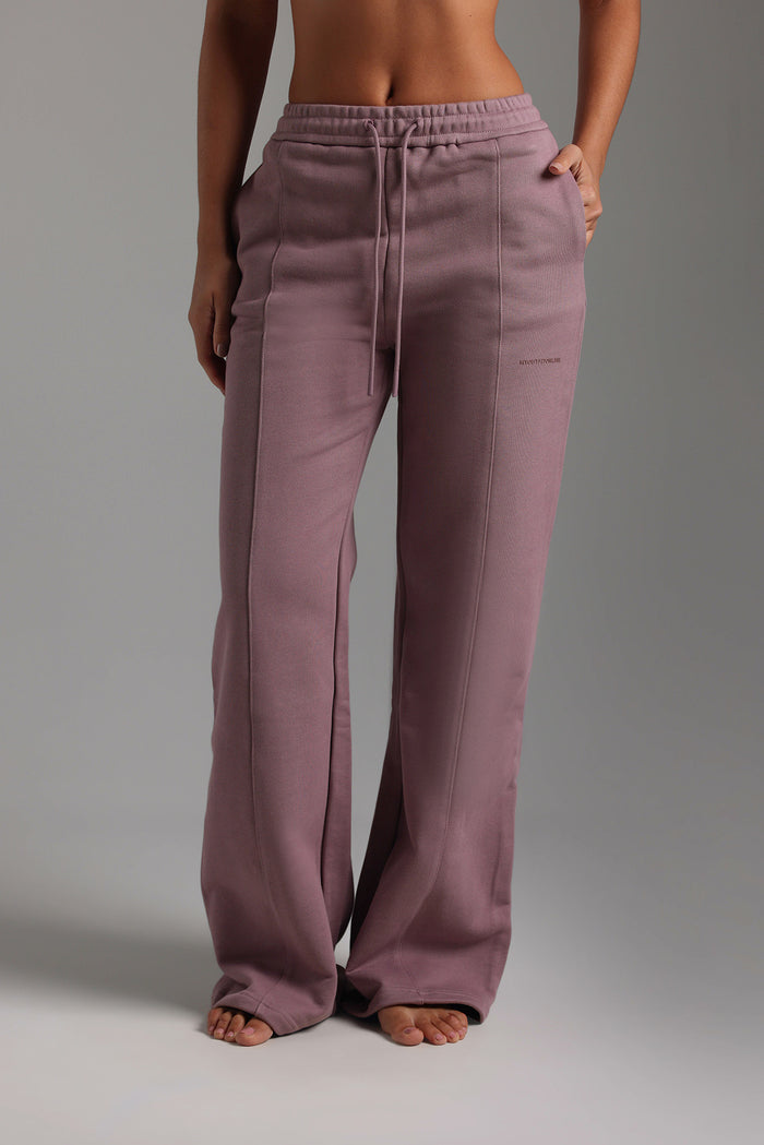 Structured Wide Leg Sweatpants - Vintage Purple