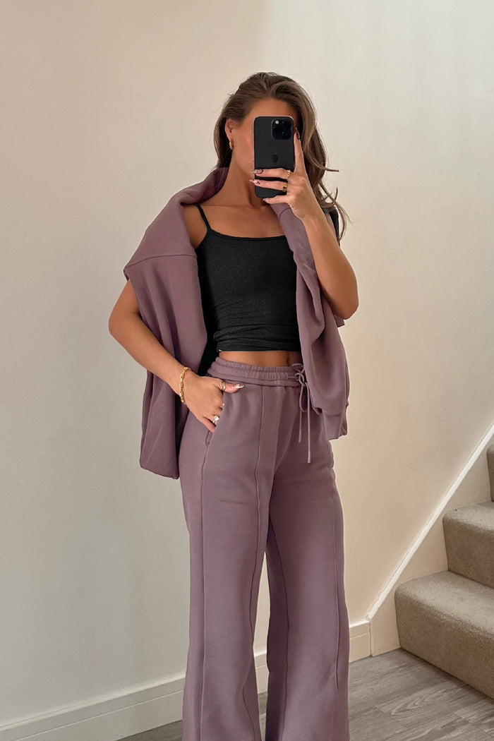 Structured Wide Leg Sweatpants - Vintage Purple