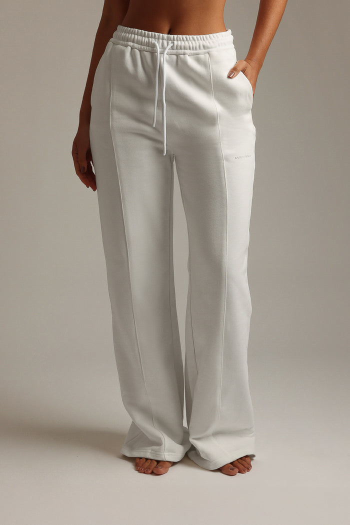 Structured Wide Leg Sweatpants - White