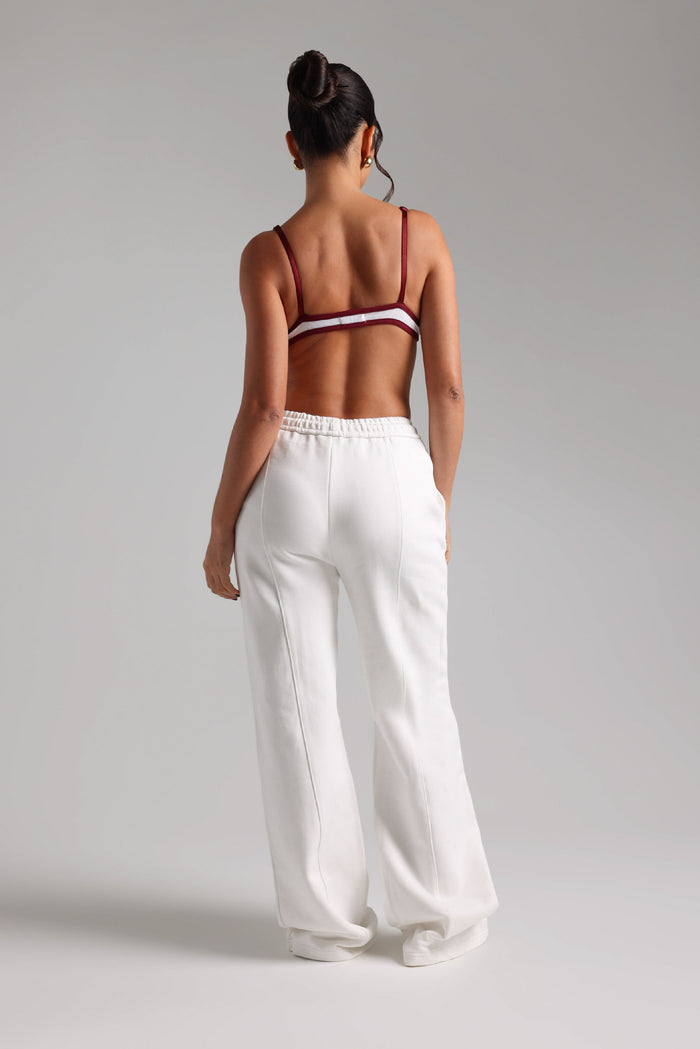 Structured Wide Leg Sweatpants - White