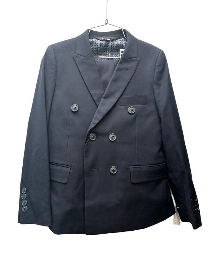 suit double breasted neon buttons - navy