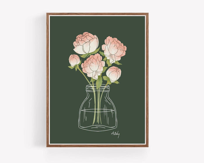 Sunday Peonies - floral illustration print