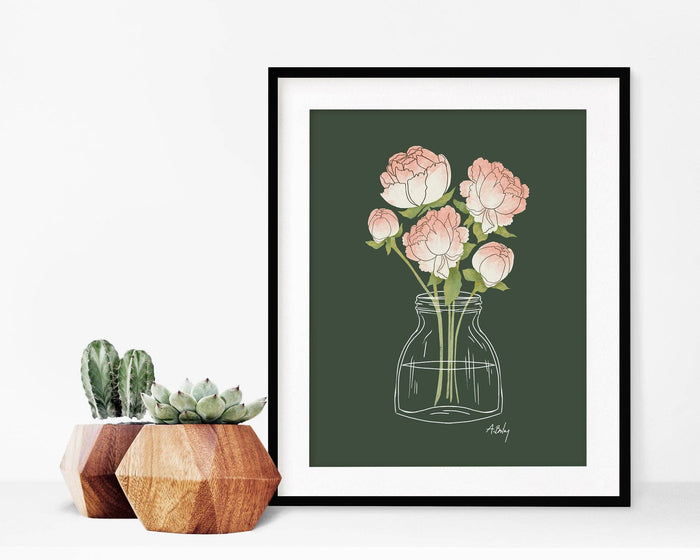 Sunday Peonies - floral illustration print