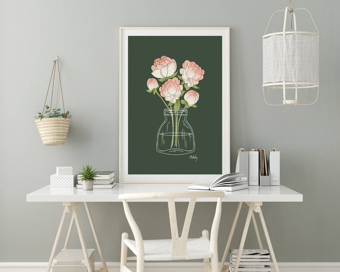 Sunday Peonies - floral illustration print