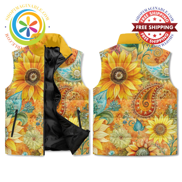 Sunflower Garden Puffer Vest M