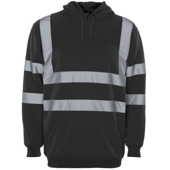 Supertouch Black Hi Vis Hooded Sweatshirt