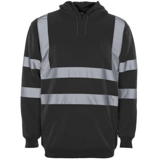 Supertouch Black Hi Vis Hooded Sweatshirt