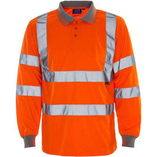 Supertouch Orange Hi-Vis Long Sleeve Polo Shirt