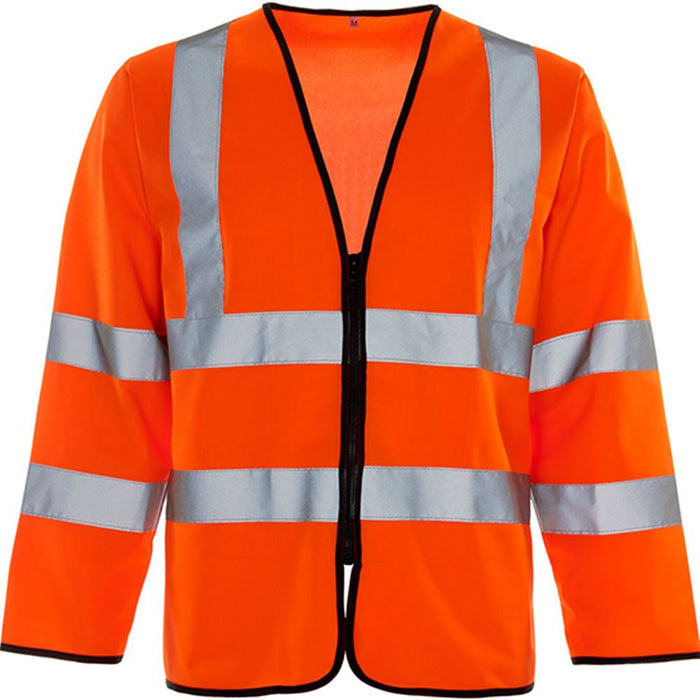Supertouch Orange Long Sleeved Hi Vis Zip Front Vest
