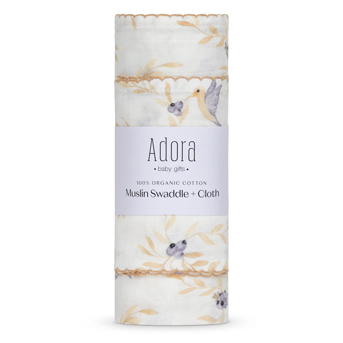 swaddle print with muslin - vine boys