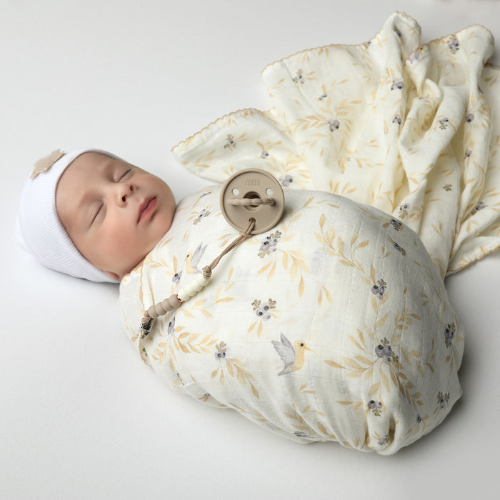 swaddle print with muslin - vine boys
