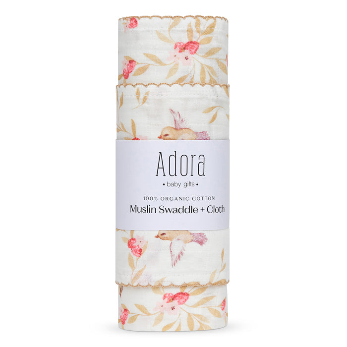 swaddle print with muslin - vine girls