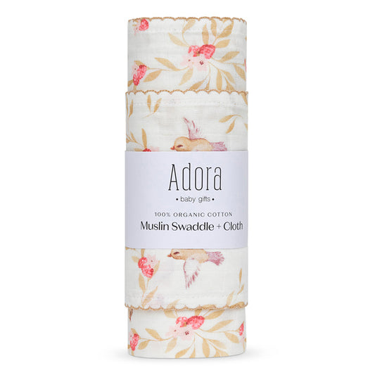 swaddle print with muslin - vine girls