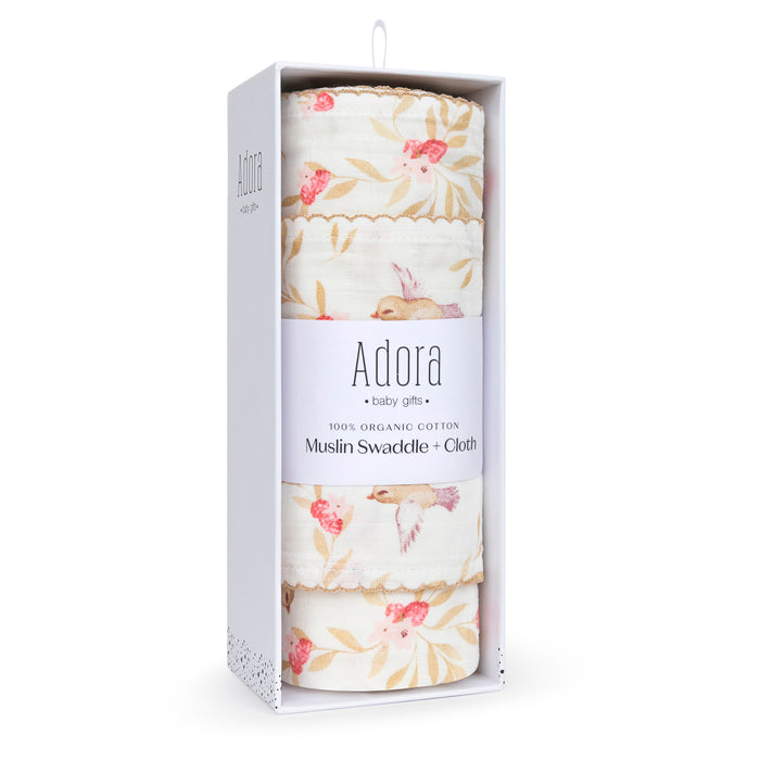 swaddle print with muslin - vine girls