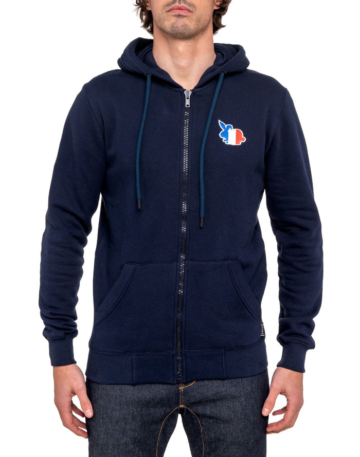 sweat homme à capuche lapinnavy PULLIN en coton