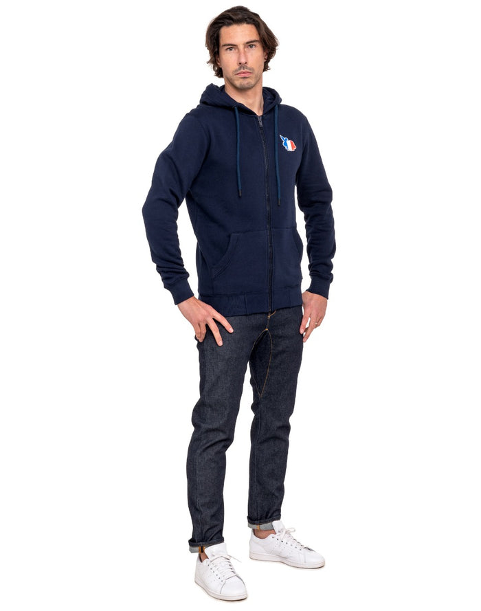 sweat homme à capuche lapinnavy PULLIN en coton