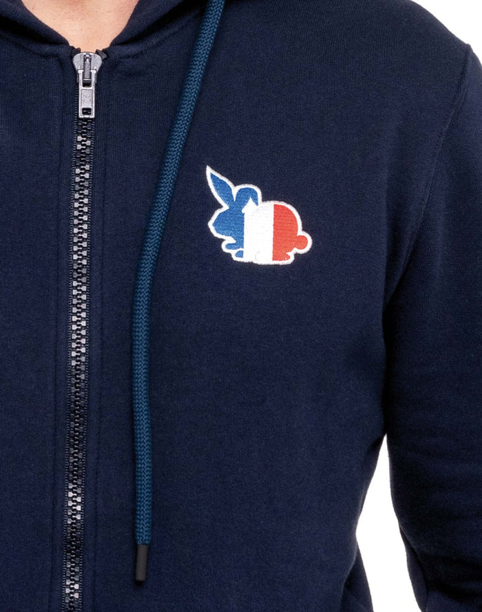 sweat homme à capuche lapinnavy PULLIN en coton