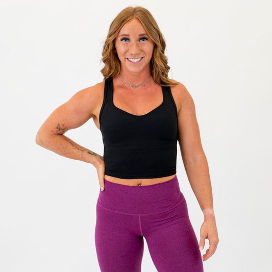 Black Sweetheart Crop Tank - Fitted