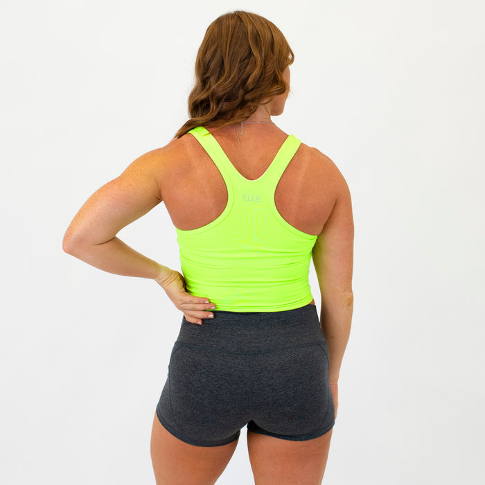 Neon Green Sweetheart Crop Tank - Fitted