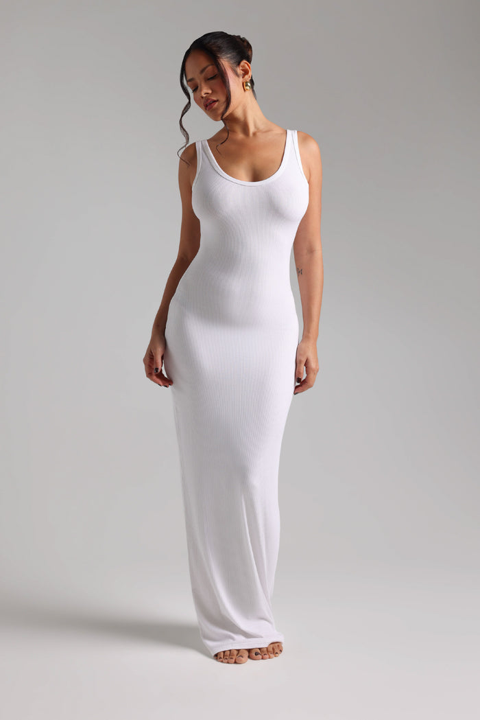 Tank Micro-Ribbed Maxi Dress - White