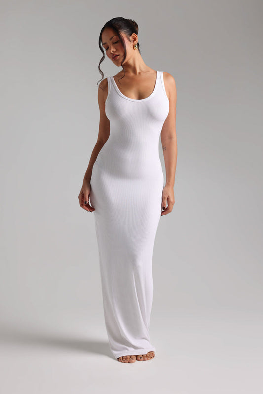 Tank Micro-Ribbed Maxi Dress - White