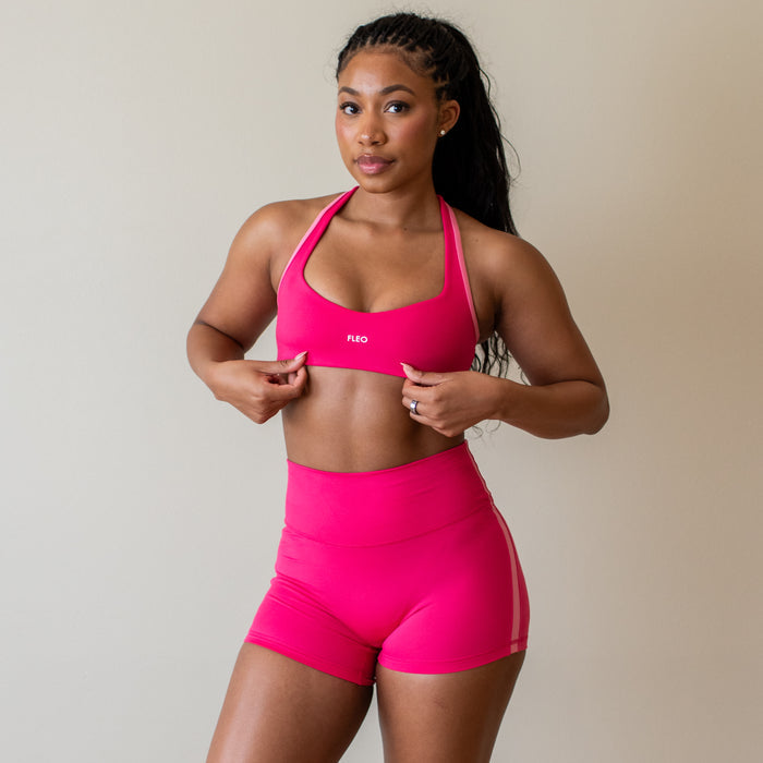 Raspberry + Rosy Future Tate Racerback Sports Bra - Medium Support by FLEO - 1