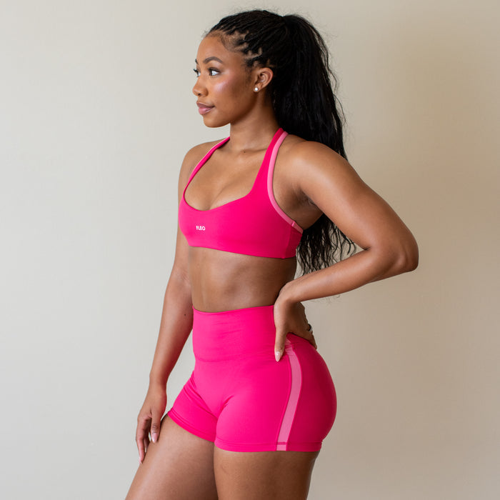 Raspberry + Rosy Future Tate Racerback Sports Bra - Medium Support by FLEO - 3