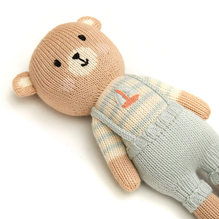teddy arthur bear with sailboat 11 inch - light blue/natural