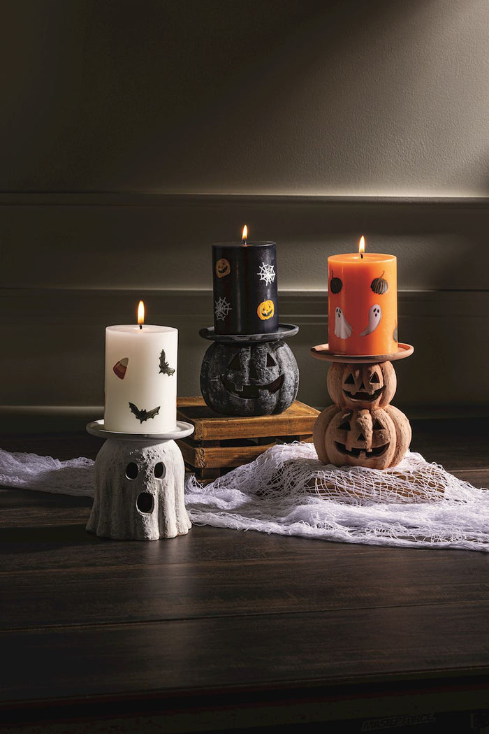 Terra Jack-O'-Lantern Pillar Candle Holder
