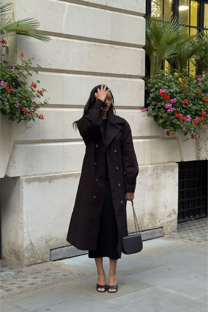 The Arden Midi Trench Coat - Black