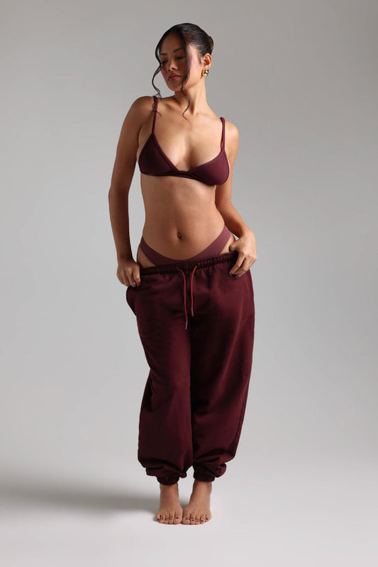 The Demi Micro-Ribbed Bralette - Black Cherry