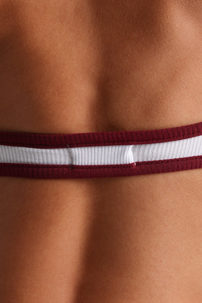 The Demi Two-Tone Micro-Ribbed Bralette - White/Black Cherry