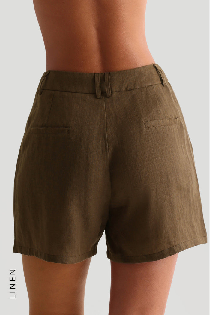 The Ivy Linen Shorts - Terra