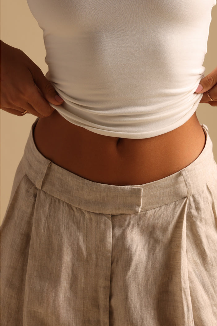 The Ivy Wide-Leg Linen Trousers - Sand