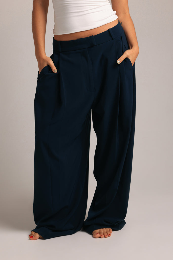The Ivy Wide-Leg Trousers - True Navy
