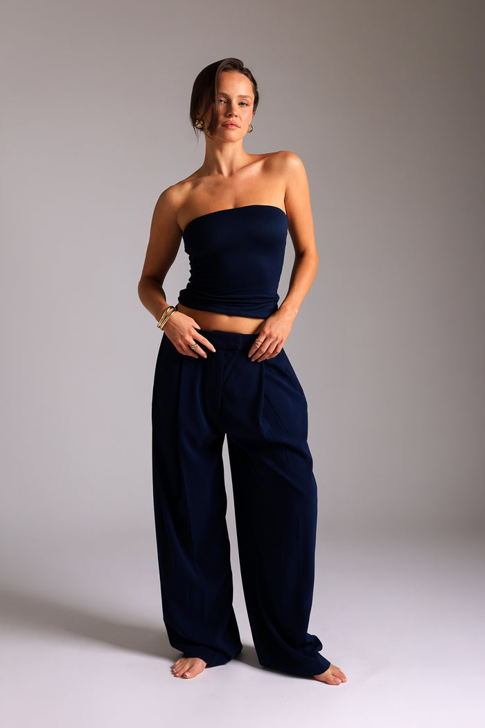 The Ivy Wide-Leg Trousers - True Navy