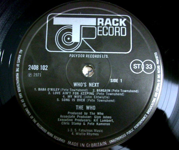 The Who - Who's Next (LP) [UK] 1974 RP (Very Good Plus (VG+))