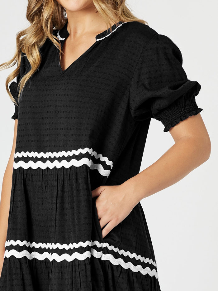 Threadz Ric Rac Black & White Dress