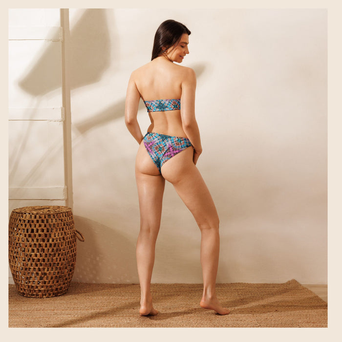 Tie Dye Blue and Pink Recycled Bandeau Bikini