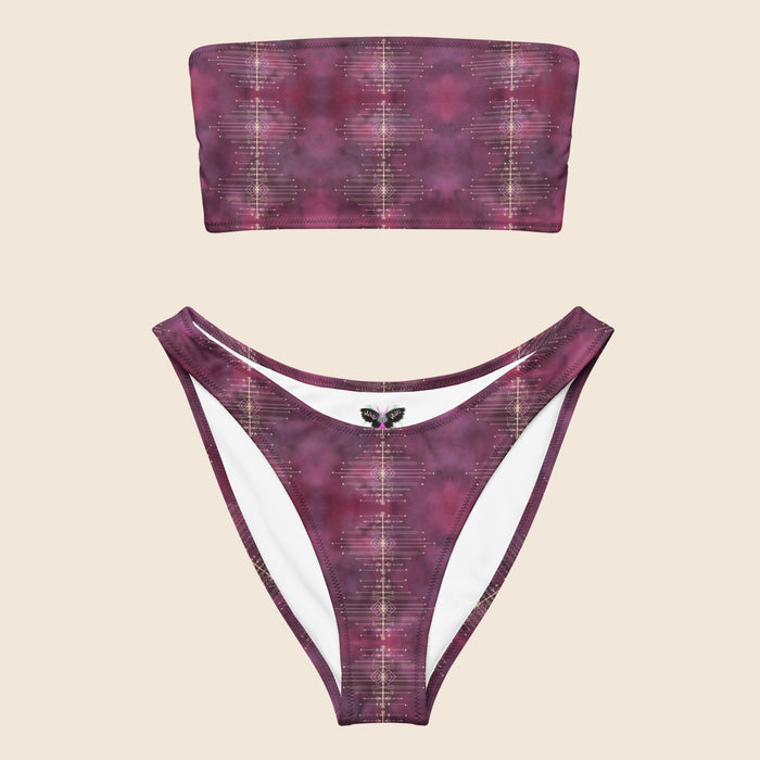 Tie Dye Purple Tribal Recycled Bandeau Bikini