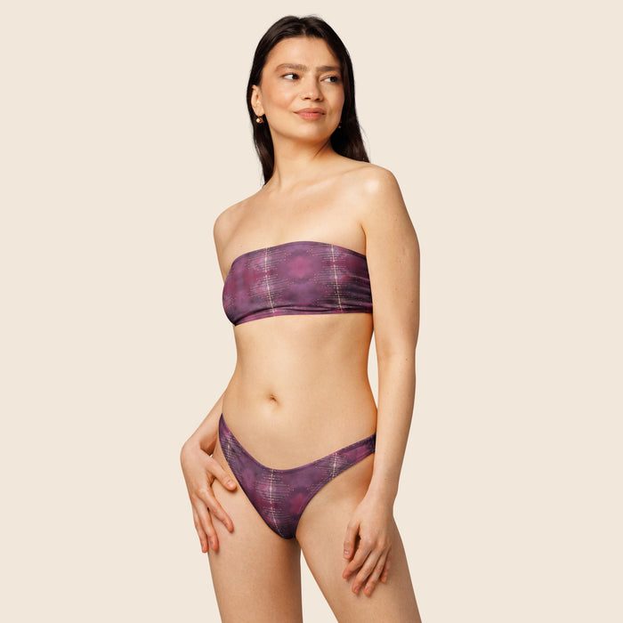 Tie Dye Purple Tribal Recycled Bandeau Bikini