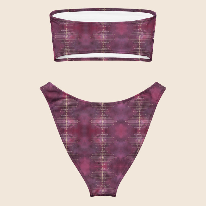 Tie Dye Purple Tribal Recycled Bandeau Bikini