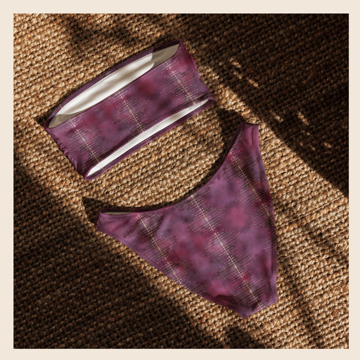 Tie Dye Purple Tribal Recycled Bandeau Bikini