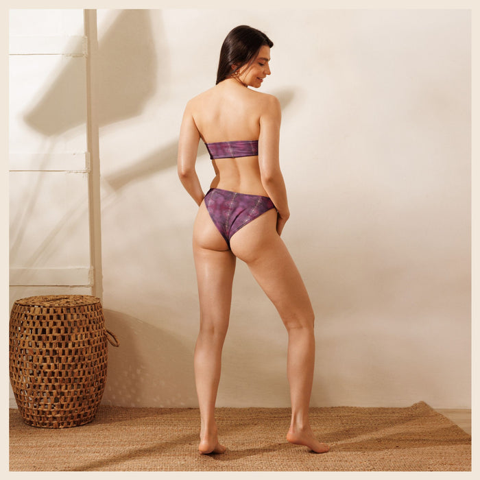 Tie Dye Purple Tribal Recycled Bandeau Bikini