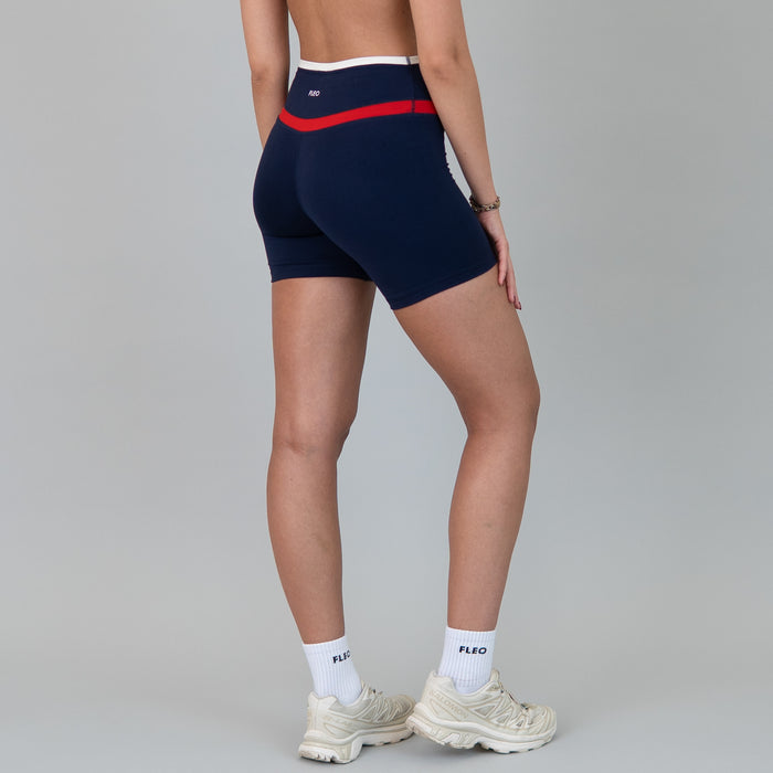 Classic Navy Multi Tier Short 6" - No Front Seam - High Rise by FLEO - 2