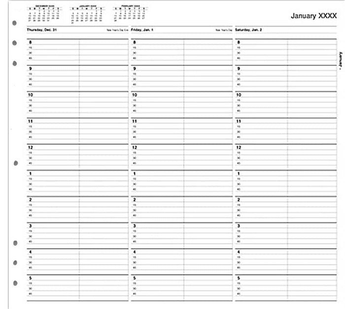 TIME32 TimeScan 2 Column Looseleaf Pages 15 Minute Interval 8am-6pm