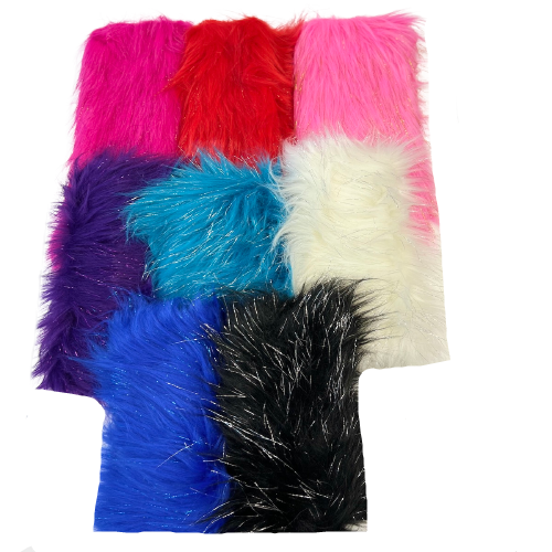 Purple Tinsel Sparkle Glitter Long Pile Shaggy Faux Fur Fabric - Fashion Fabrics LLC