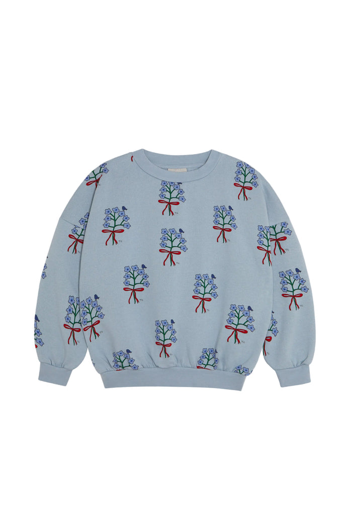 top l/s bouquet print sweatshirt - light blue