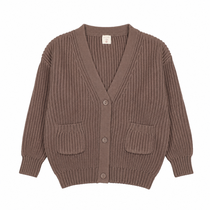top l/s chunky grandpa cardigan - misty oat