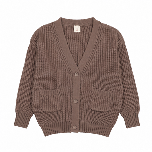 top l/s chunky grandpa cardigan - misty oat